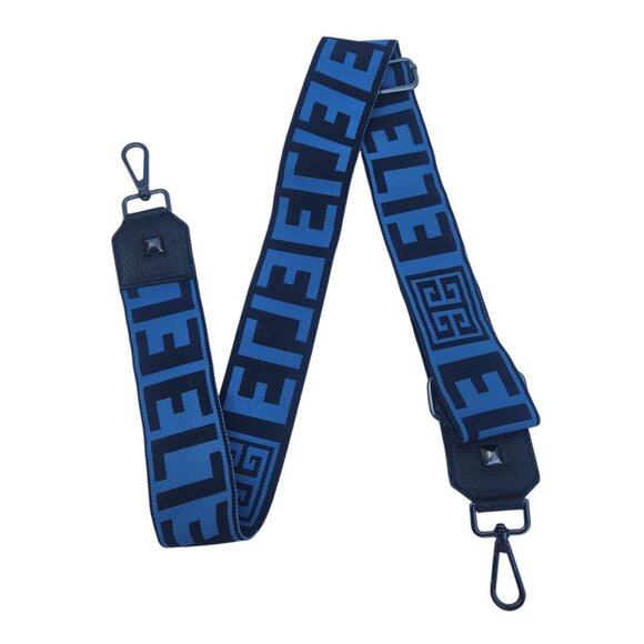 Tsantilis Greece EL Crossbody Strap Woven Blue/Black Leather Ends & Metal Clips - Picture 1 of 4
